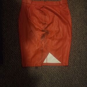 Elegant Red Leather Skirt